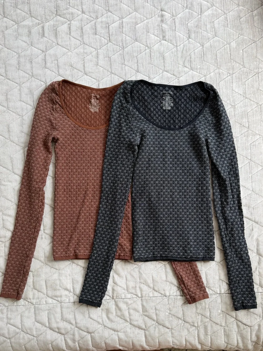Set of 2 Intimately by Free People Love Letter Long Sleeve Tops Size M